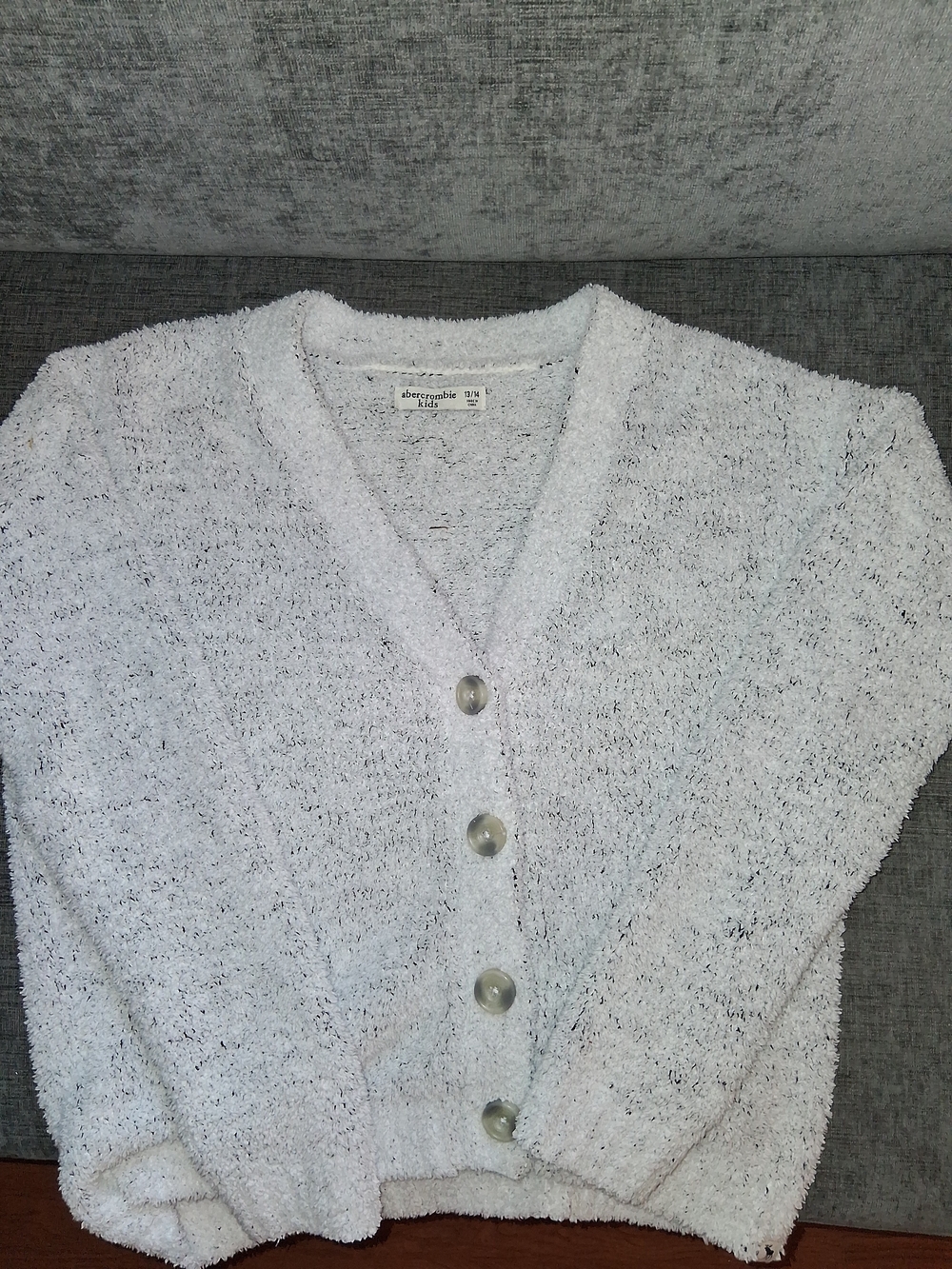 Abercrombie & Fitch Girls White Bouclé Button Cardigan
